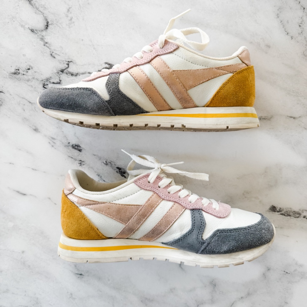Gola Womens Classics Daytona Quadrant Sneaker in Off White/Ash/Rose Gold/Sun - Picture 7 of 9